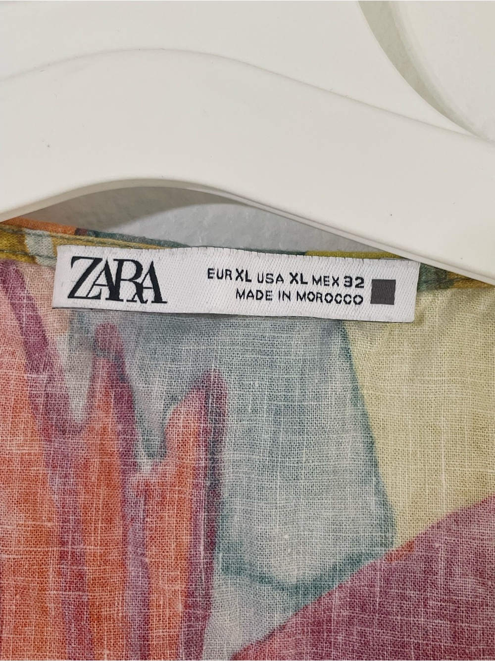 Zara Tie Front Top Multicolor Tropical Blouse XL - Picture 4 of 5